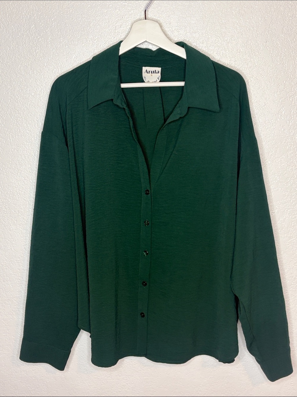Arula Hunter Green Loose Fit Boxy Career Wear Button Down Blouse Size 18/20